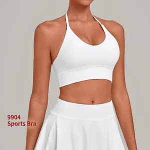 Women's High Impact Sports Bra Adjustable Halter Neck Yoga Bra Wireless Padded Running Pilates Fitness Workout Tank Top