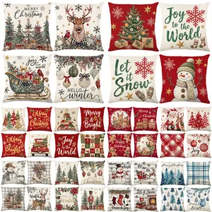 Collection of Christmas-themed decorative throw pillow covers with festive patterns.