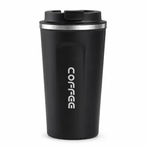 Tazza da viaggio per caffè in acciaio inossidabile a doppia parete isolata sottovuoto nera