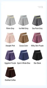 Aperçu détaillé des shorts de yoga deux-pièces disponibles en dix options de couleurs