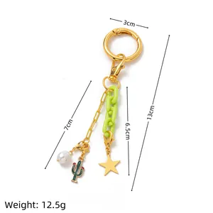 Guide de dimensions détaillé pour bijou de sac mode avec cactus et étoiles 13cm long