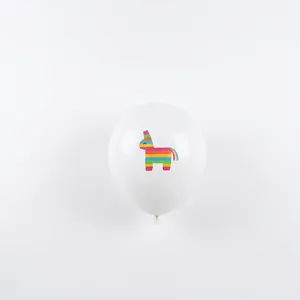White Mexican theme latex balloon featuring a colorful pinata print for birthday party