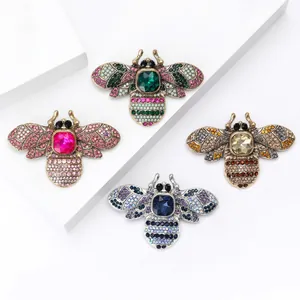 Vintage Alloy Rhinestone Bee Brooch For Women Luxurious Crystal Animal Shape Fashion Jewelry Pin Clothing Accessories