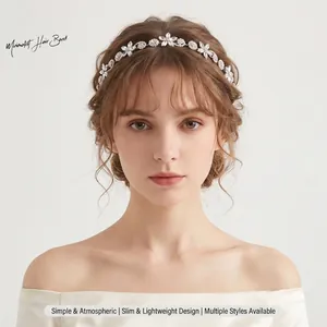 Elegantes Legierung Strass Blume Braut Haarband Mit Künstliche Perlenimitat Blatt Für Damen Hochzeit Party Abschlussball Haarschmuck
