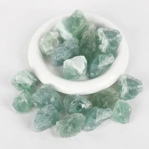 Macro view of natural green fluorite crystal stones for aromatherapy home decor