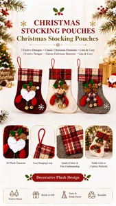 Festive Christmas stocking pouches ideal for holding small gifts or cutlery sets.