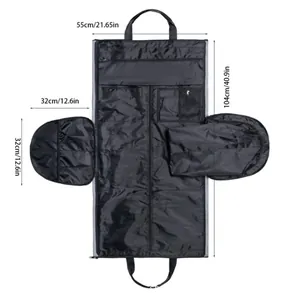 Detailed measurement diagram for the convertible waterproof travel suit garment bag