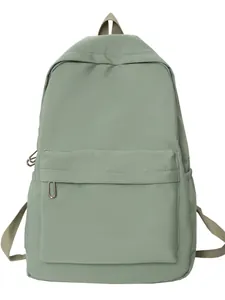 Minimalistischer salbeigrüner einfarbiger Rucksack mit großem Fassungsvermögen Damen