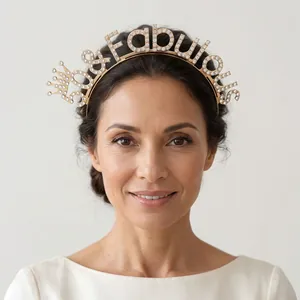 Elegante diadema dorada con diamantes 30 & Fabulous para fiestas de cumpleaños y sesiones de fotos
