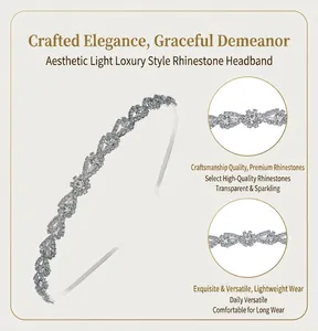 Détail rapproché d'un bandeau argenté élégant avec un motif de tissage en strass fin