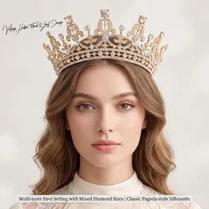 Baroque Vintage Luxury Alloy Rhinestone Crown Tiara For Wedding Birthday Party Elegant Bridal Gold Silver Headpiece Jewelry