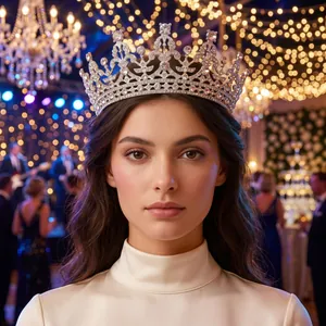 Elegant European retro alloy crown with sparkling rhinestones for pageant and weddings