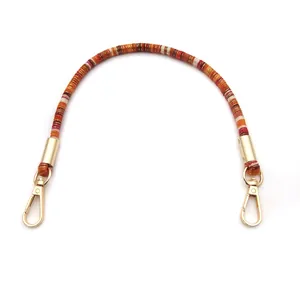 Bandoulière de sac style ethnique multicolore avec mousquetons en métal doré de qualité