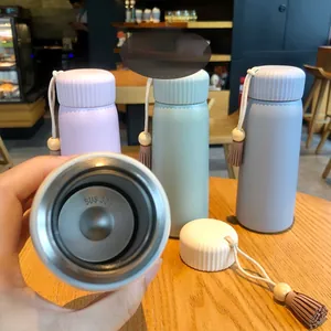 Detail of SUS 304 stainless steel interior of a portable tassel insulated bottle