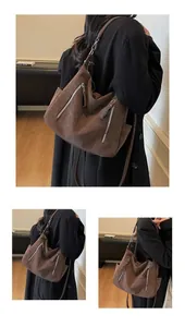 Stylish textured brown hobo shoulder bag for women shown from various angles for daily use