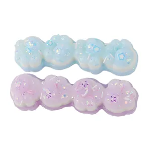 Jouets squishy patte de chat pailletés adorables en bleu et violet pour soulager le stress