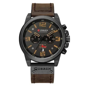 CURREN 8314 men's business leather watch with date display and quartz chronograph