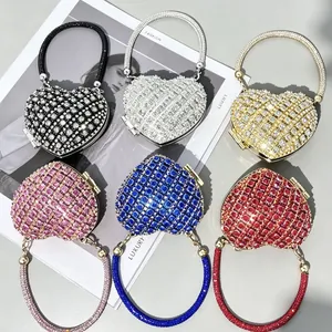 Pochettes de soirée élégantes en forme de cœur avec strass scintillants multicolores