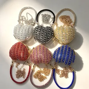 Sacs de soirée étincelants en forme de cœur avec strass en plusieurs couleurs