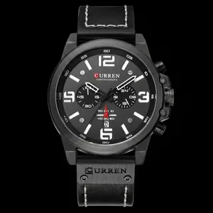 CURREN 8314 men's business leather watch with waterproof calendar quartz movement