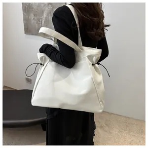 Minimalist large white tote bag for women, perfect for office and school commuting