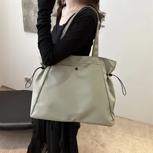 Sage green large capacity canvas tote bag for women commuting