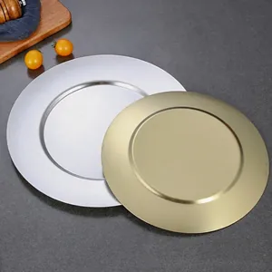 Assiettes rondes en acier inoxydable de haute qualité en finitions or et argent