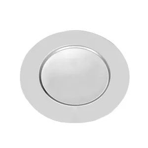 Assiette ronde en acier inoxydable argenté et plateau de service pour fruits ou gâteaux