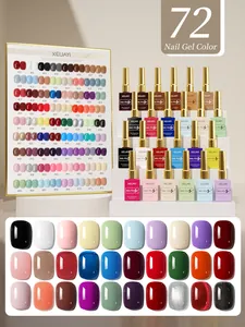 Professional 72 colors macaron nail gel polish set with cherry red and olive green.