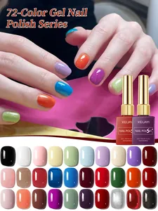 Detailed view of XEIJAYI 72-color gel nail polish palette with various macaron shades