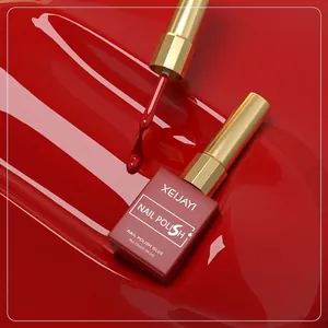 Professional cherry red nail polish glue with high gloss finish in 15ml bottle