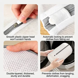 Sac à linge en maille sandwich épaisse durable avec fermeture éclair autobloquante