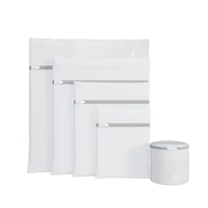 Lot de 5 filets de lavage en maille blanche pour la protection des vêtements délicats en machine
