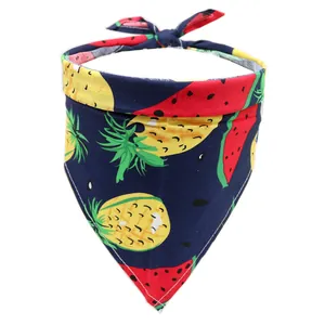 Pure cotton pet bandana featuring vibrant pineapple and watermelon fruit patterns for dogs