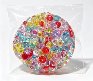 Colorful translucent stress relief pearl beads toy in a clear transparent packaging