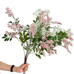 Realistische künstliche Sophora-Blütenzweige in Rosa und Weiß für die Tischdeko.