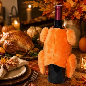 Creatieve Thanksgiving Kalkoen Wijnfleshoes Pluche Herfstoogst Feest Tafeldecoratie Keuken Accessoires