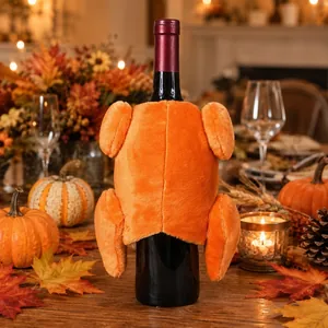 Pluche kalkoen wijnfleshoes voor feestelijke Thanksgiving tafeldecoratie