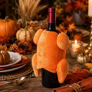 Pluchen kalkoen wijnfleshoes voor Thanksgiving oogstfeest tafeldecoratie ideeën