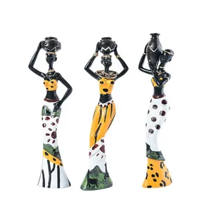Set van 3 exotische Afrikaanse beeldjes voor creatieve woondecoratie in de woonkamer