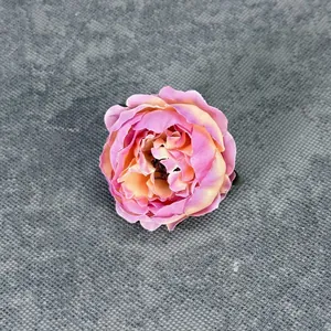 Testa di peonia artificiale realistica rosa e arancione per decorazioni nuziali fai da te.