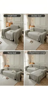 Fundas de sofá grises con espiga para sillones, sofás de 2 plazas, 3 plazas y forma de L