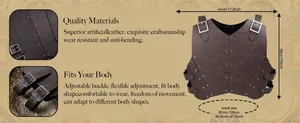 Dimensiones y detalles del material de la armadura de pecho de cuero para cosplay