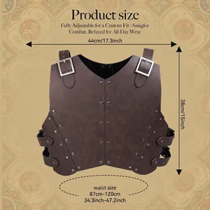 Guía de dimensiones para la armadura de pecho de cuero medieval ajustable Cosplay