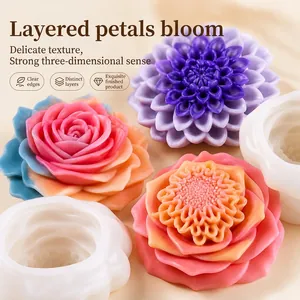 3D flower silicone mold for DIY rose candles and aromatherapy plaster crafts handmade.