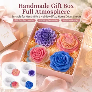 Detailed rose flower silicone mold for DIY aromatherapy candles and handmade soap making