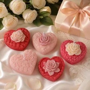 Silicone Mold Heart Shaped Braided Rose For DIY Aromatherapy Candle Making Soap Crafting Flexible Romantic Home Decor