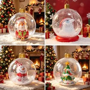 Set of large inflatable Christmas ornaments featuring Santa Claus, Snowman and Polar Bear motifs.
