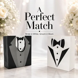 Borsa Regalo Creativa in Stile Tuxedo con Motivo Abito da Gentiluomo Borsa di Carta per Matrimonio Festa Compleanno