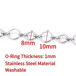 Catena a maglie circolari in acciaio inossidabile per creazione gioielli DIY 8mm